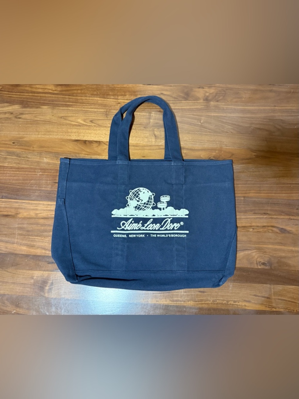 Aime Leon Dore ALD Large Unisphere Tote Bag Logo Canvas in Sky Captain Navy FW25